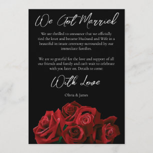 Invitation Roses Rouges Blanc Élégance Noire Intemporelle