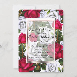 Invitation Roses Rouges & Blanches Mariage champêtre Shabby C