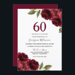 Invitation Roses Rouges Bourguignonnes Élégante 60e fête d'an<br><div class="desc">Bourgogne Roses Rouges Élégante 60e Invitation fête d'anniversaire Voir la collection correspondante dans Niche et Nest Store</div>