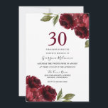 Invitation Roses Rouges Bourguignonnes Élégante fête du 30e a<br><div class="desc">Bourgogne Roses Rouges Élégante 30e anniversaire Invitation Voir la collection correspondante dans Niche et Nest Store</div>
