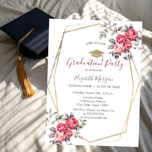 Invitation Roses rouges, Casquette de grade, Diplôme