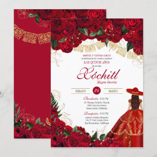 Invitation Roses rouges Elegant Charro Quinceanera