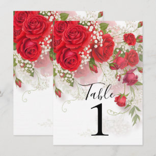 Invitation Roses Rouges et Gypsophile Élégant Fleurs Mariage