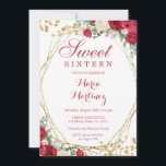 Invitation Roses Rouges Fleurs Douces 16e Anniversaire Invita<br><div class="desc">Roses Rouges Fleurs Douces 16e Anniversaire Invitation</div>