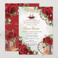 Roses Rouges Floral Charro Bottes Sweet 16 Quincea