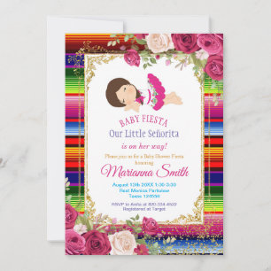 Invitation Roses rouges Floral mexicain Baby shower Fiesta 