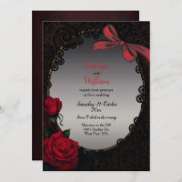 Roses rouges gothiques et Mariage de dentelle noir