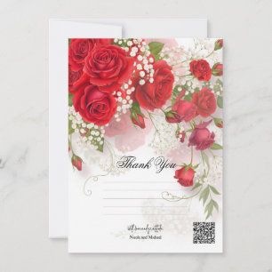 Invitation Roses Rouges & Gypsophile Élégant Mariage Floral 