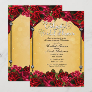Invitation Roses rouges jaunes et or Shower de mariage