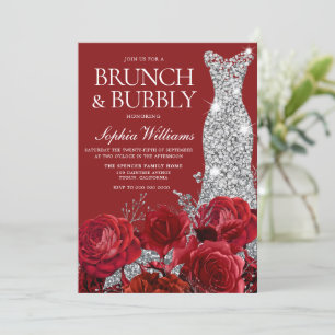 Invitation Roses rouges Mariage robe Brunch Bubbly Fête des m
