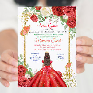 Invitation Roses Rouges Mexicaines Papillon Princesse Quincea