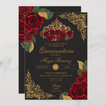 Roses rouges Parties scintillant d'or noir Tiara Q