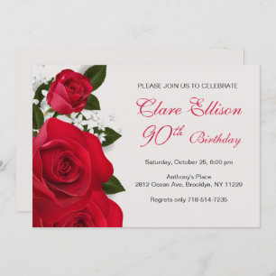 Invitation Roses rouges, quatre-vingt-dixième anniversaire de