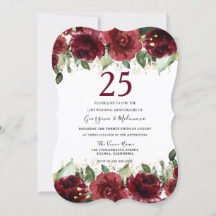 Invitation Roses Rouges Romantiques 25e Anniversaire de Maria
