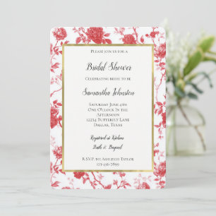Invitation Roses Rouges Romantiques Fleurs Doucha Bridal