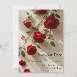 Invitation Roses Rouges Romantiques Sauvegarder notre Date po