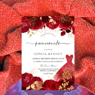 Invitation Roses rouges Roses rouges Quinceanera Party