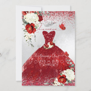 Invitation Roses Rouges Roses Rouges Roses Quinceanera Robe