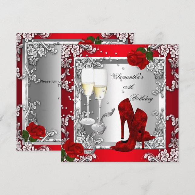Invitation Roses Rouges Silver Chaussures haute talon N'impor (Devant / Derrière)