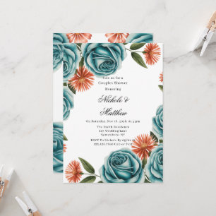 Invitation Roses sarcelles et douches de couples floraux oran