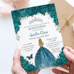 Invitation Roses sarcelles florales Blonde Princesse Quincean
