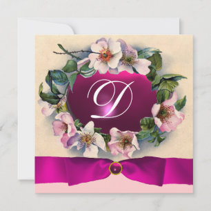 Invitation Roses SAUVAGES AVEC RIBBON ROSE, MONOGRAM