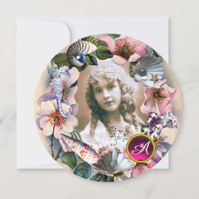 Invitation Roses SAUVAGES ET COQUILLES DE MER SUCRÉ 16 MODÈLE (Devant)