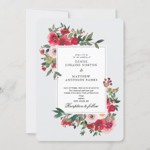 Invitation Roses sauvages et couleur brise tropicale