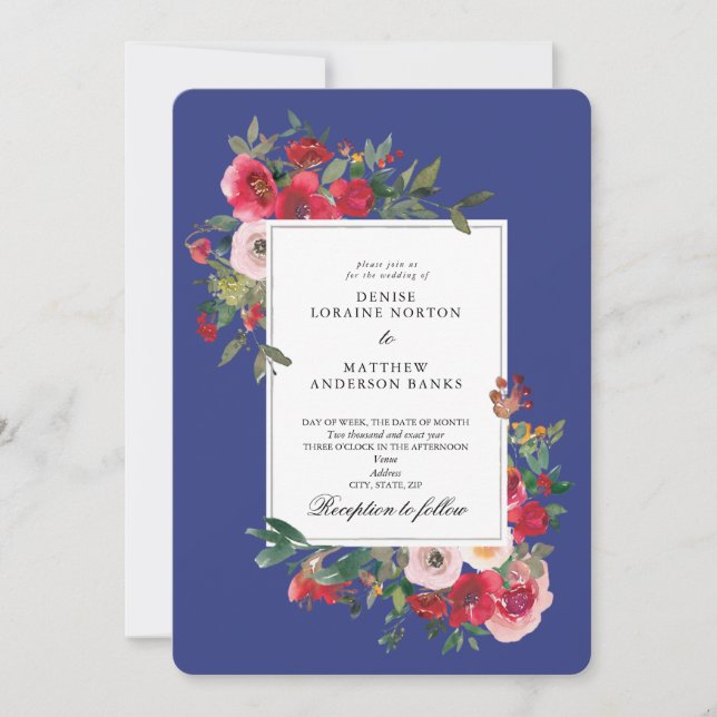 Invitation Roses sauvages et couleur rouge (Devant)