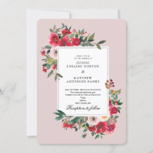 Invitation Roses sauvages et craie mauve