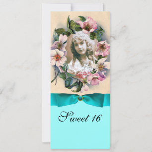 INVITATION ROSES SAUVAGES ET GABARIT DE PHOTO RUBAN BLEU MONO