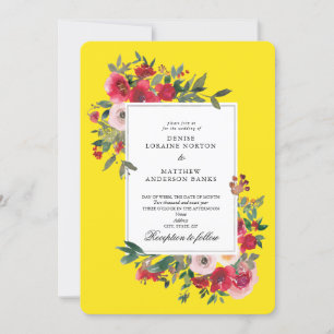 Invitation Roses sauvages et jaune pâle