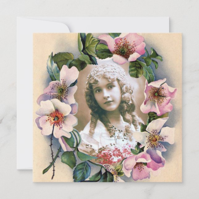 INVITATION ROSES SAUVAGES GABARIT PHOTO 16 ANS (Devant)