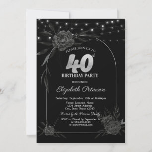 Invitation Roses Sombres,Guirlandes Lumineuses Noir 40e Anniv