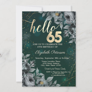 Invitation Roses Sombres Vert 65e Anniversaire