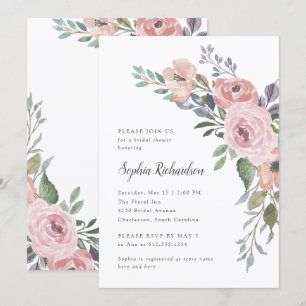 Invitation Roses subtils d'aquarelle   Fête des mariées