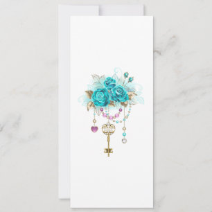 Invitation Roses turquoise avec touches