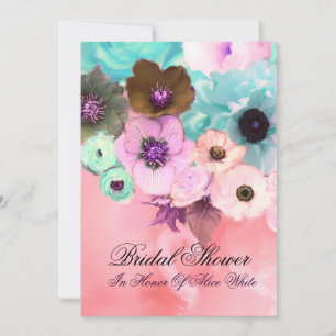 Invitation Roses TURQUOISES ROSE ET FÊTE DES MARIÉES FLEURS D