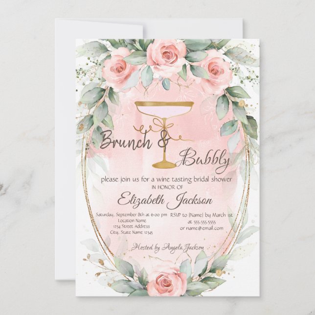 Invitation Roses, Verre Cadre Brunch & Bubbly (Devant)