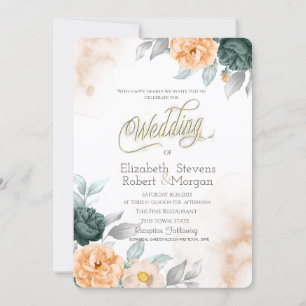 Invitation Roses vertes aquarelle