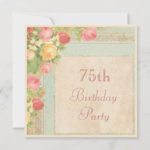 Invitation Roses Vintages élégants 75e anniversaire