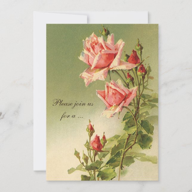 Invitation Roses vintages, Parti Fête des mariées victorien (Devant)