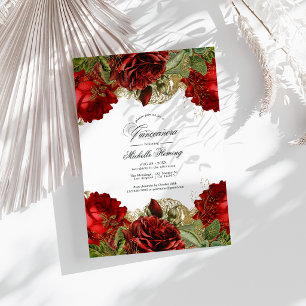 Invitation Roses Vintages rouge et or Quinceañera Photo