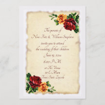 Roses vintages victoriennes rouges et jaunes