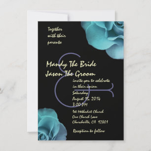 Invitation Roses violets bleus et Modèle Mariage noir