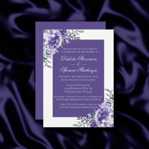 Invitation Roses violets Elégante aquarelle florale Boho