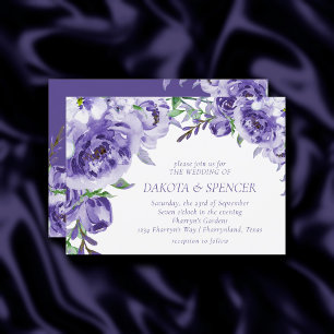 Invitation Roses violets   Elégante aquarelle florale Boho