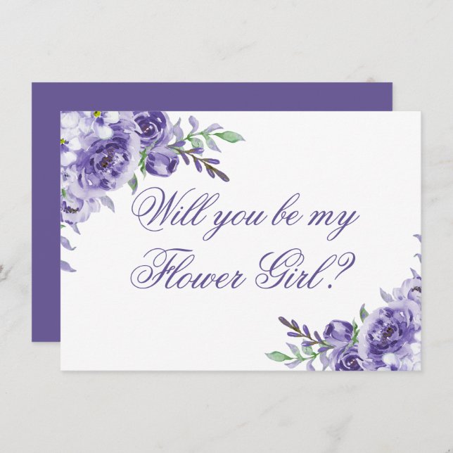 Invitation Roses violets | Proposition élégante de parti nupt (Devant / Derrière)