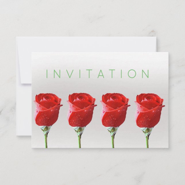 Invitation Roses Vip Formel Argent Rouge Vert Pastel Pearly (Devant)