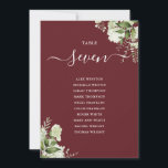 Invitation Rosewood Pink Greenery Seating Plan Table Number<br><div class="desc">These elegant rosewood pink botanical greenery leaves wedding table numbers can be personalized with your guests' seating plan set in chic typography. The cards are printed on the front and back (double-sided). Designed by Thisisnotme©</div>